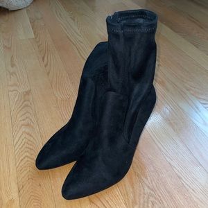 Zara black suede stiletto sock booties